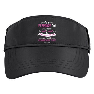 February Girl Sweet But Crazy Funny Birthday Adult Drive Performance Visor