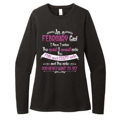 February Girl Sweet But Crazy Funny Birthday Womens CVC Long Sleeve Shirt