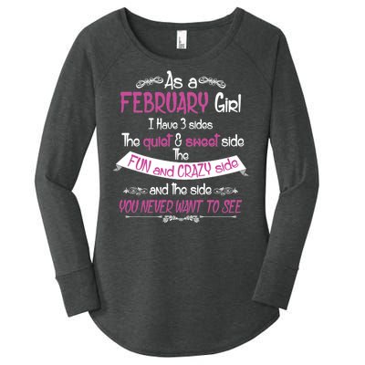 February Girl Sweet But Crazy Funny Birthday Women's Perfect Tri Tunic Long Sleeve Shirt