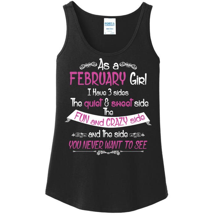 February Girl Sweet But Crazy Funny Birthday Ladies Essential Tank