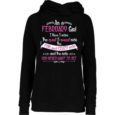 February Girl Sweet But Crazy Funny Birthday Womens Funnel Neck Pullover Hood