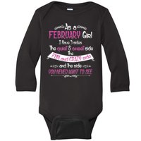 February Girl Sweet But Crazy Funny Birthday Baby Long Sleeve Bodysuit