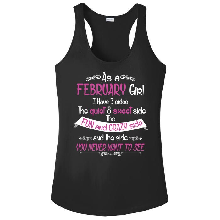 February Girl Sweet But Crazy Funny Birthday Ladies PosiCharge Competitor Racerback Tank