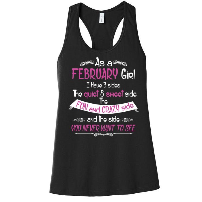 February Girl Sweet But Crazy Funny Birthday Women's Racerback Tank