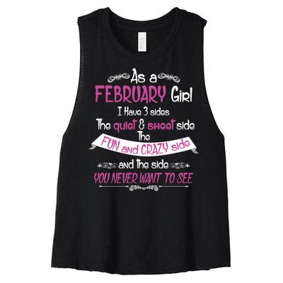 February Girl Sweet But Crazy Funny Birthday Women's Racerback Cropped Tank