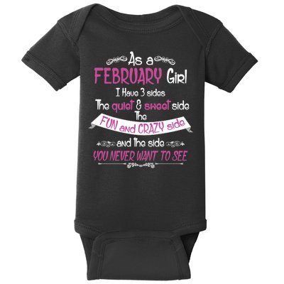 February Girl Sweet But Crazy Funny Birthday Baby Bodysuit