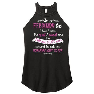 February Girl Sweet But Crazy Funny Birthday Women's Perfect Tri Rocker Tank