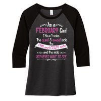 February Girl Sweet But Crazy Funny Birthday Women's Tri-Blend 3/4-Sleeve Raglan Shirt