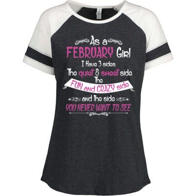 February Girl Sweet But Crazy Funny Birthday Enza Ladies Jersey Colorblock Tee