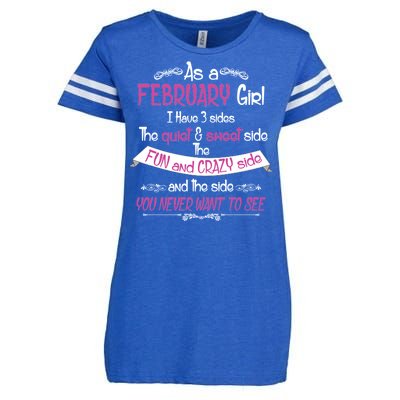 February Girl Sweet But Crazy Funny Birthday Enza Ladies Jersey Football T-Shirt