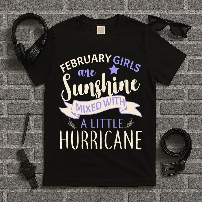 February Girls Are Sunshine Mixed With Hurricane T-Shirt