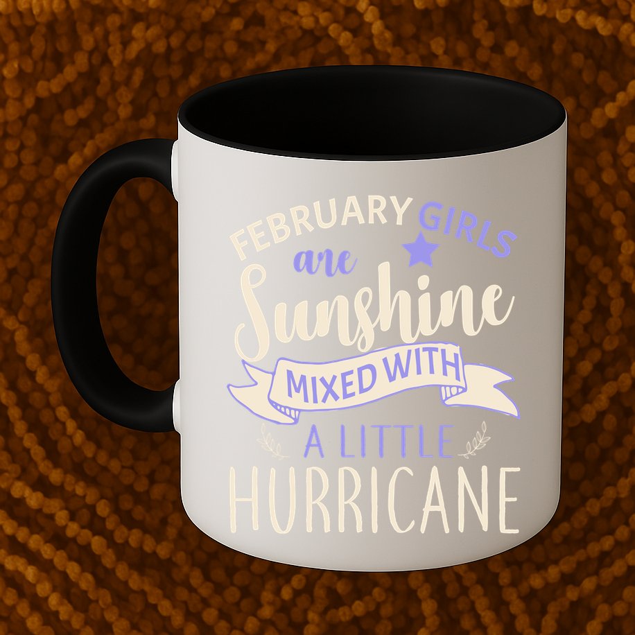 February Girls Are Sunshine Mixed With Hurricane Mug