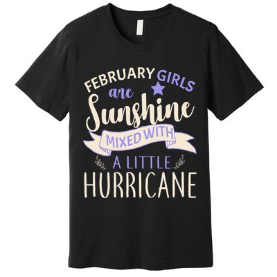 February Girls Are Sunshine Mixed With Hurricane Premium T-Shirt