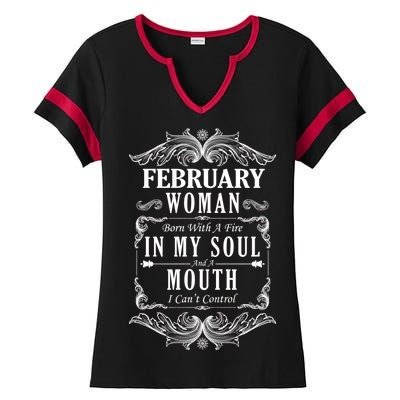 February Woman Funny Birthday Ladies Halftime Notch Neck Tee