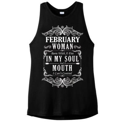 February Woman Funny Birthday Ladies PosiCharge Tri-Blend Wicking Tank