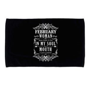 February Woman Funny Birthday Microfiber Hand Towel