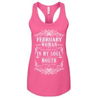 February Woman Funny Birthday Women's Racerback Tank