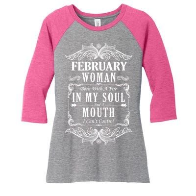 February Woman Funny Birthday Women's Tri-Blend 3/4-Sleeve Raglan Shirt