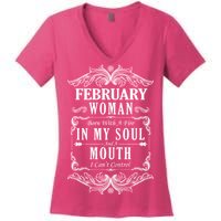 February Woman Funny Birthday Women's V-Neck T-Shirt