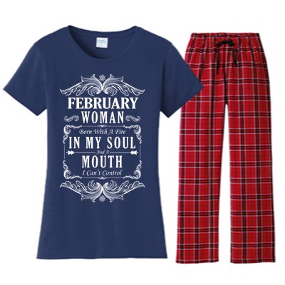 February Woman Funny Birthday Women's Flannel Pajama Set