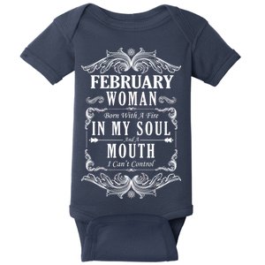 February Woman Funny Birthday Baby Bodysuit