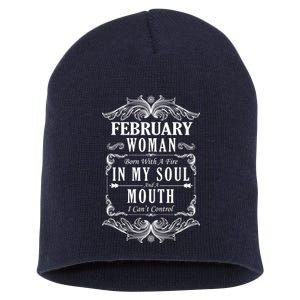 February Woman Funny Birthday Short Acrylic Beanie