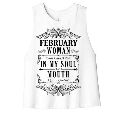 February Woman Funny Birthday Women's Racerback Cropped Tank