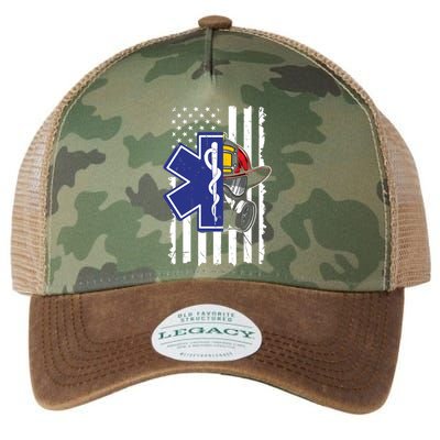 Firefighter Ems Cross Usa Flag Distressed Heros Novelty Cool Gift Legacy Tie Dye Trucker Hat