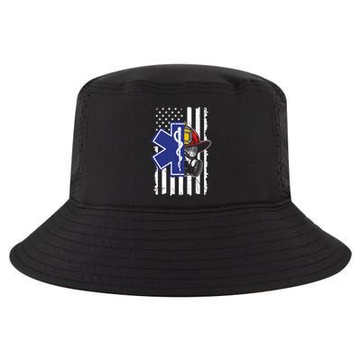 Firefighter Ems Cross Usa Flag Distressed Heros Novelty Cool Gift Cool Comfort Performance Bucket Hat