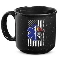 Firefighter Ems Cross Usa Flag Distressed Heros Novelty Cool Gift 15oz Campfire Ceramic Mug