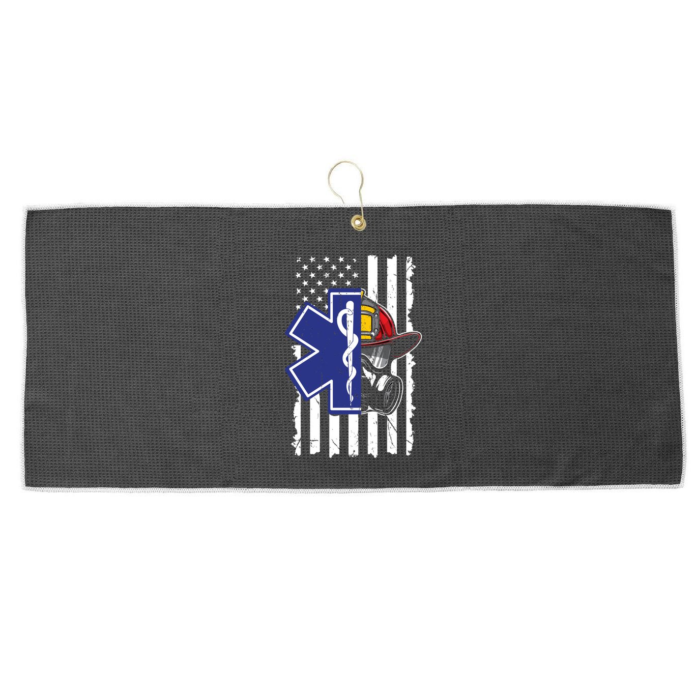 Firefighter Ems Cross Usa Flag Distressed Heros Novelty Cool Gift Large Microfiber Waffle Golf Towel