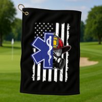 Firefighter Ems Cross Usa Flag Distressed Heros Novelty Cool Gift Golf Towel