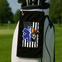 Firefighter Ems Cross Usa Flag Distressed Heros Novelty Cool Gift Golf Towel