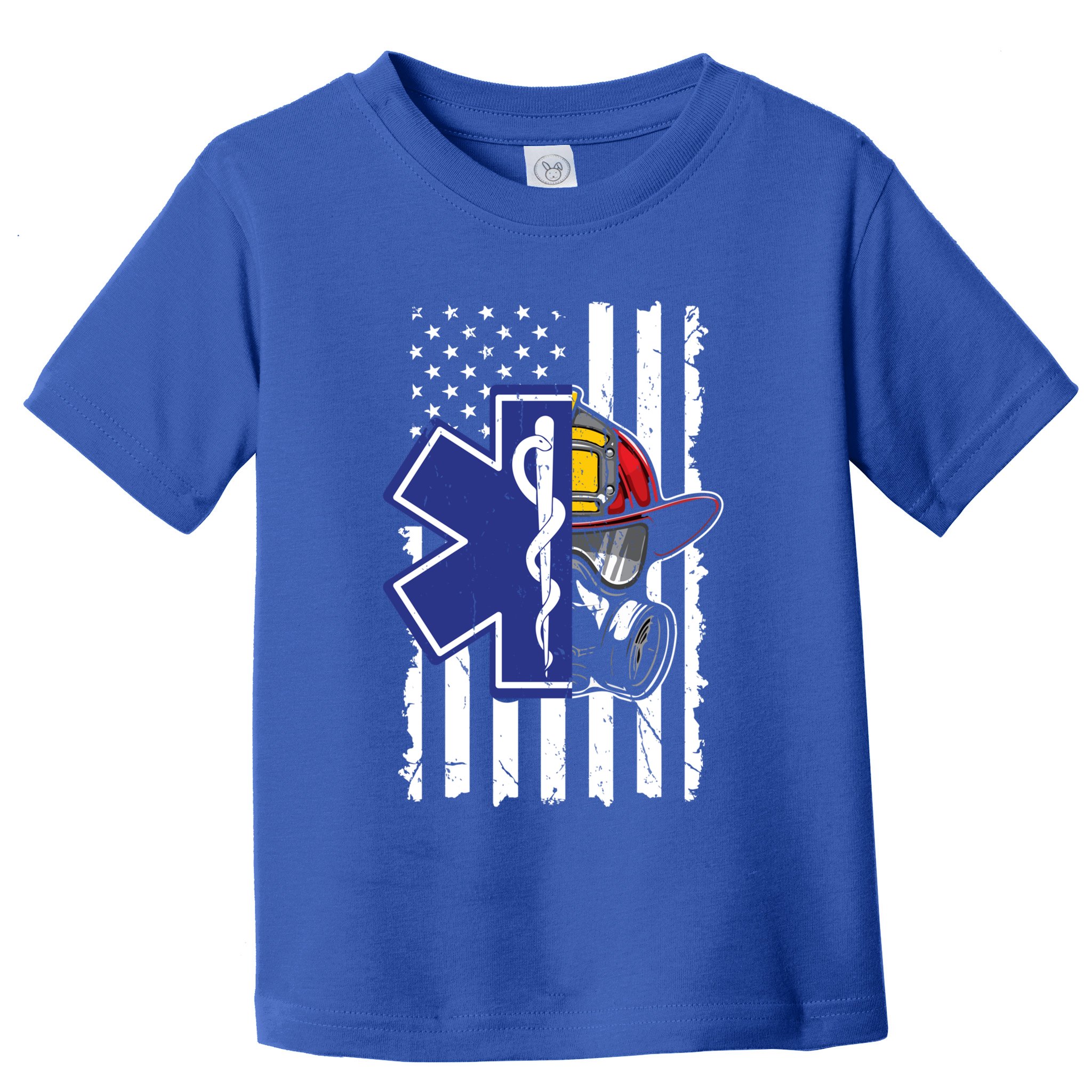 Firefighter Ems Cross Usa Flag Distressed Heros Novelty Cool Gift Toddler T-Shirt