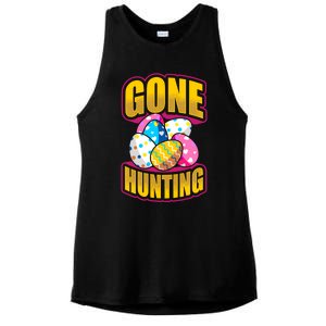 Funny Easter Colorful Eggs Gone Hunting Saying Design Gift Ladies PosiCharge Tri-Blend Wicking Tank