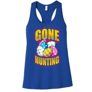 Funny Easter Colorful Eggs Gone Hunting Saying Design Gift Women's Racerback Tank