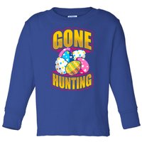 Funny Easter Colorful Eggs Gone Hunting Saying Design Gift Toddler Long Sleeve Shirt