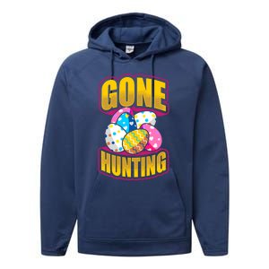 Funny Easter Colorful Eggs Gone Hunting Saying Design Gift Performance Fleece Hoodie