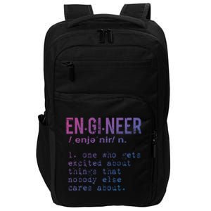 Funny Engineering Cute Gift Engineer Definition Funny Gift Impact Tech Backpack