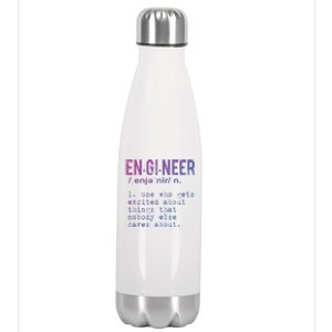 Funny Engineering Cute Gift Engineer Definition Funny Gift Stainless Steel Insulated Water Bottle