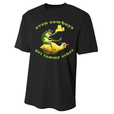 Funny Even Cowboys Get Tummy Aches Frog Cowboy Frog Gift Performance Sprint T-Shirt