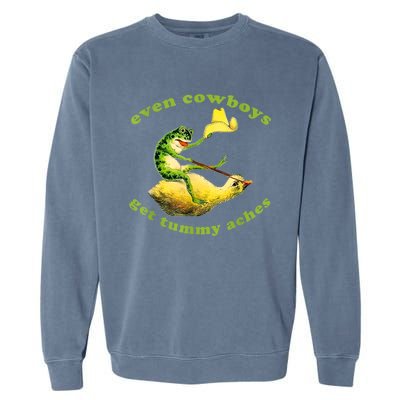 Funny Even Cowboys Get Tummy Aches Frog Cowboy Frog Gift Garment-Dyed Sweatshirt