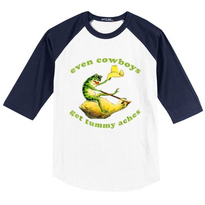 Funny Even Cowboys Get Tummy Aches Frog Cowboy Frog Gift Baseball Sleeve Shirt