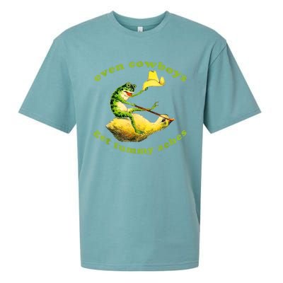 Funny Even Cowboys Get Tummy Aches Frog Cowboy Frog Gift Sueded Cloud Jersey T-Shirt