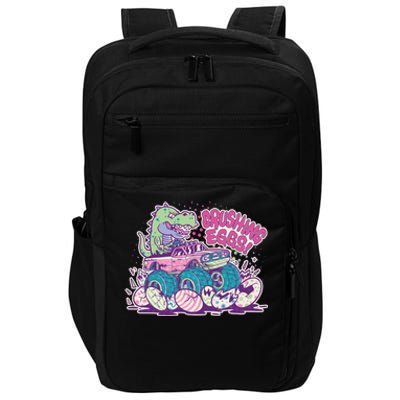 Funny Easter Crushing Eggs TRex Dinosaur Monster Truck Impact Tech Backpack