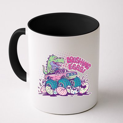 Funny Easter Crushing Eggs TRex Dinosaur Monster Truck Mug