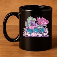Funny Easter Crushing Eggs TRex Dinosaur Monster Truck 11oz C Handle Ceramic Mug