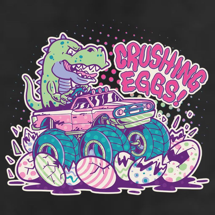 Funny Easter Crushing Eggs TRex Dinosaur Monster Truck 11oz C Handle Ceramic Mug
