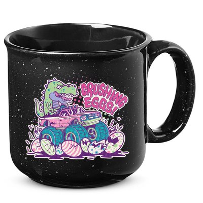 Funny Easter Crushing Eggs TRex Dinosaur Monster Truck 15oz Campfire Ceramic Mug