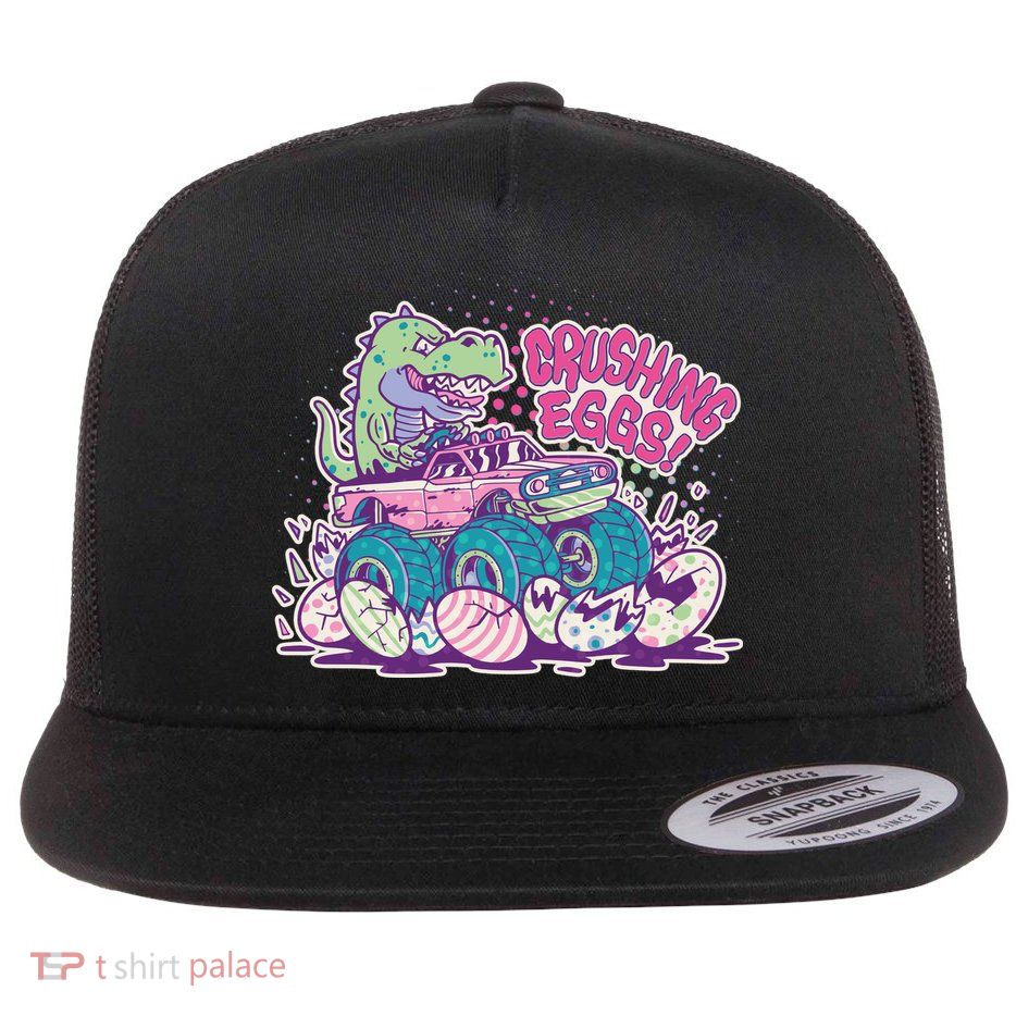 Funny Easter Crushing Eggs TRex Dinosaur Monster Truck Flatbill Hat